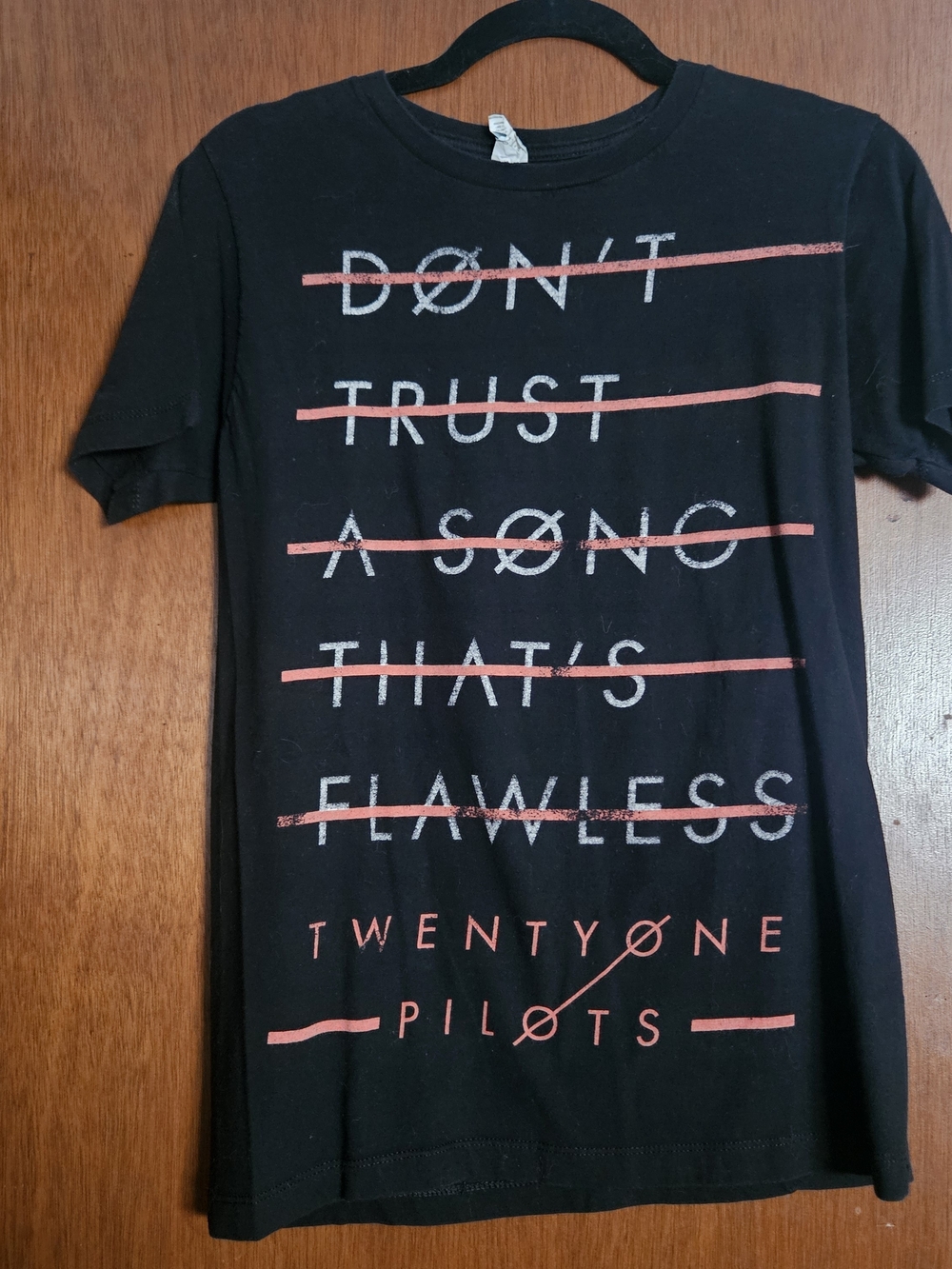Pacifica Black Kids' Twenty One Pilots Graphic Tee with Coral Pink Accents